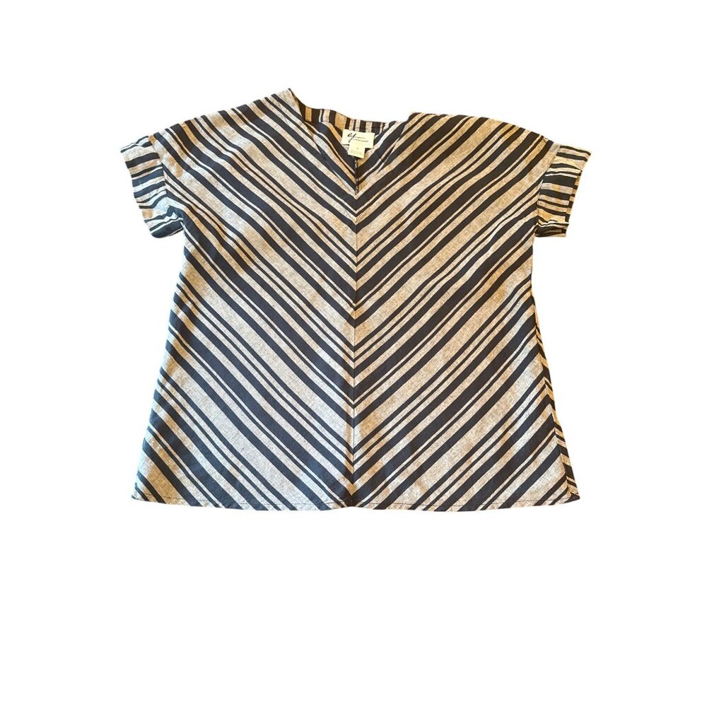 Andrea Jovine Womens Striped Linen Top  Size M Langenlook Minimalist